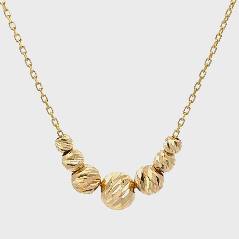 HERSHE, Graduated Ball Beads Necklace in 14 Karat Gold