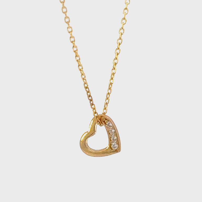 HERSHE, Open Heart Necklace with CZ in 14 Karat Gold